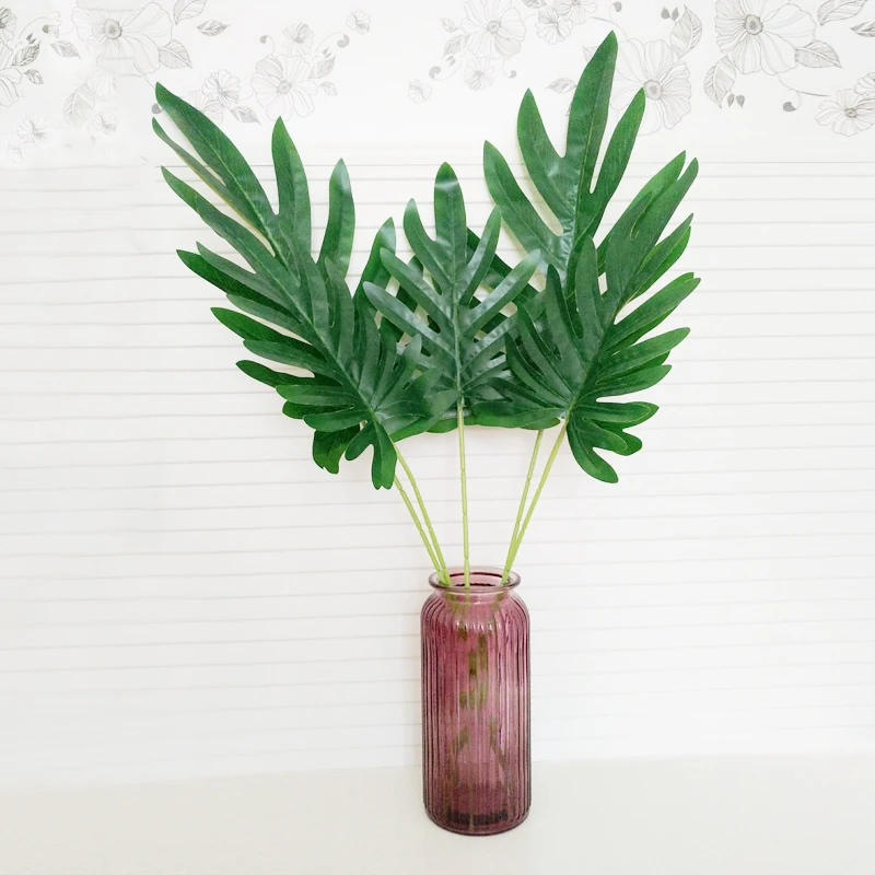 

1pc Artificial Spring Rain Leaf Branch Green Plastic Plant Foliage Tropical Leaves Monstera Fake Fern Grass For Home Decoration