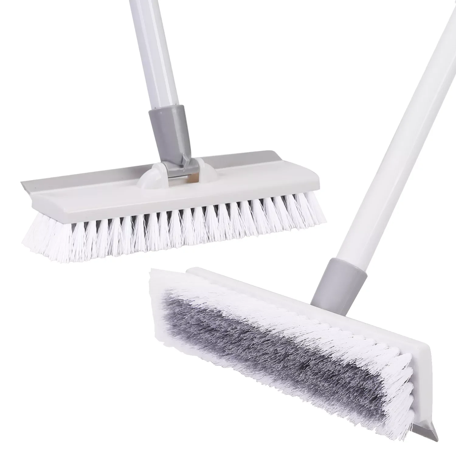 

Floor Scrub Brush with 50 in Adjustable Stainless Metal Long Handle Scrubber with Stiff Bristles for Tile Cleaning