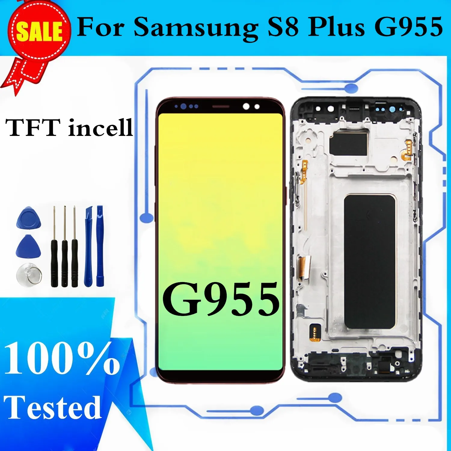 100% Tested LCD For Samsung Galaxy S8 Plus LCD Display Touch Panel Digitizer G950 G950F G955fd G955F G955 Lcd Screen With Frame