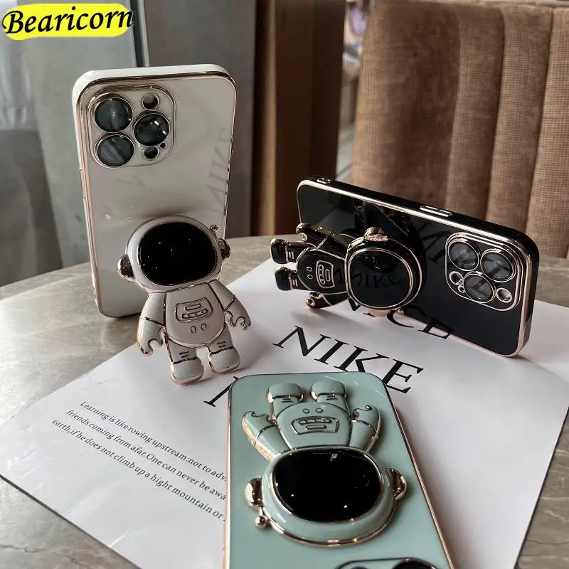 Astronaut Stand Plating Phone Case For Vivo X70 Y15S Y17 Y19 Y20 Y21 Y33S Y31 Y50 Y30 Y51A Y55 Y67 Y70 Y72 Y73 Y75 Y76S Y91 Y93