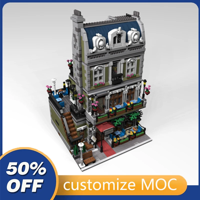 

3797PCS Customized MOC Modular Parisian Restaurant 10243 street view Building Blocks Bricks Children birthday toy Christmas gift