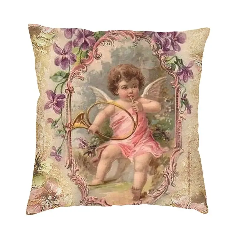 Nordic Victorian Angel Sofa Cushion Cover Velvet Vintage Angel Pillow Case Home Decor Pillowcase