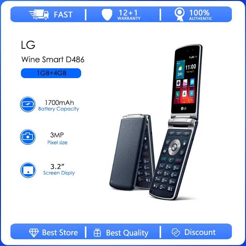 Фото Восстановленный оригинальный мобильный телефон LG Wine Smart D486, 1700 мАч, 4G, одна SIM-карта, разблокированный, 3,2 дюйма, с русской и арабской клавиатурой №1