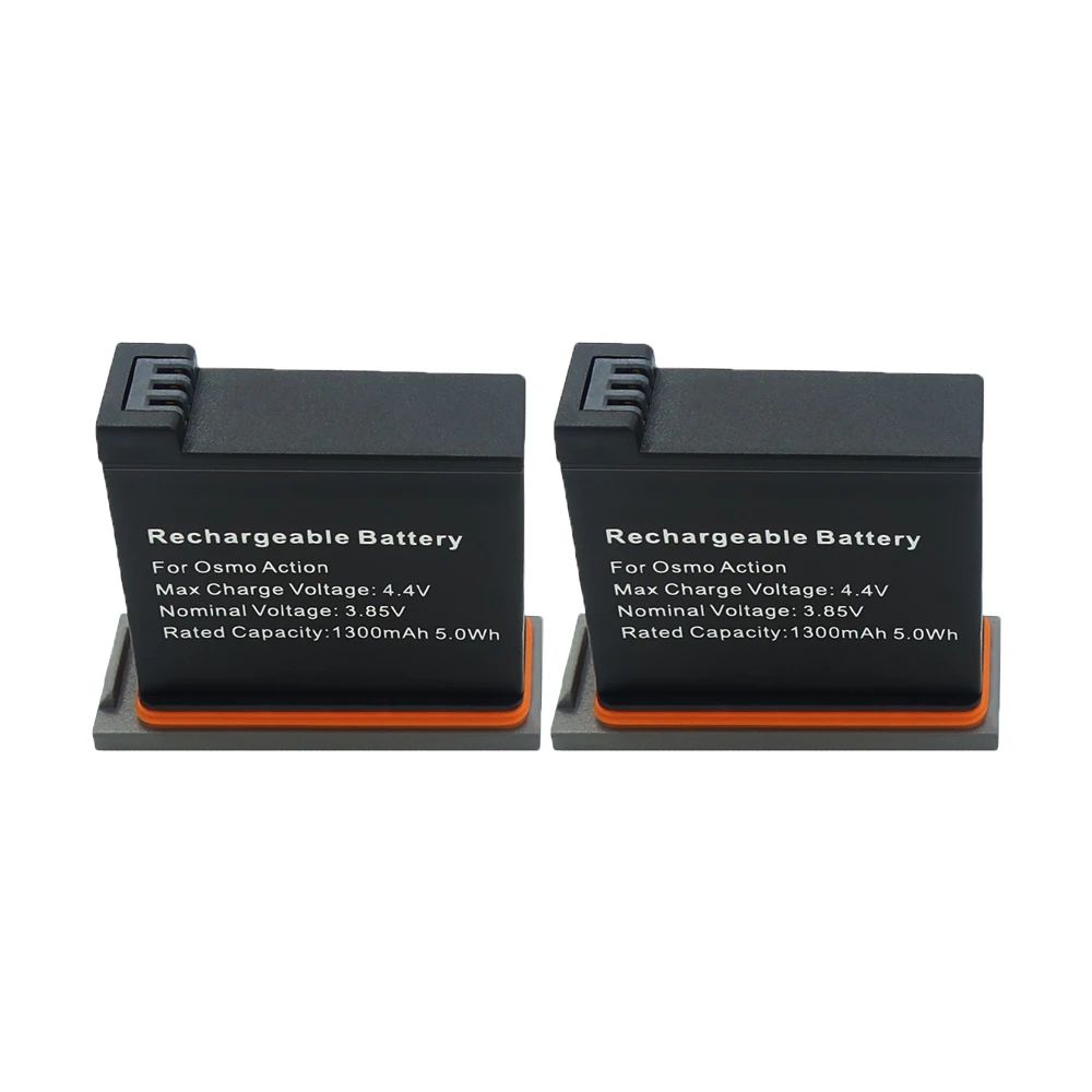Набор из 4 аккумуляторов AB1 емкостью 1300 мАч и USB-зарядное устройство для спортивной камеры DJI OSMO Action.