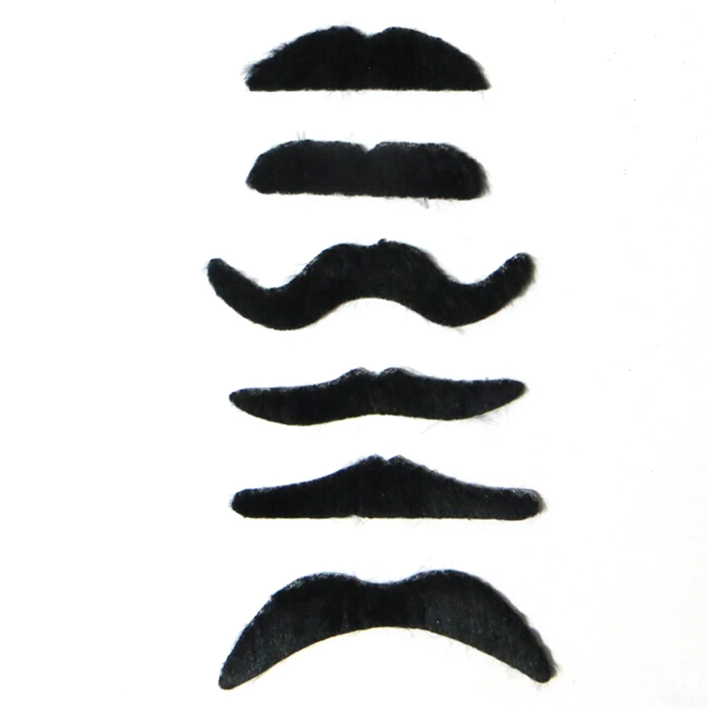 6PCS/Set Black Costume Party Halloween Party Supplies Funny Fake Mustache Moustache Funny Fake Beard Whisker