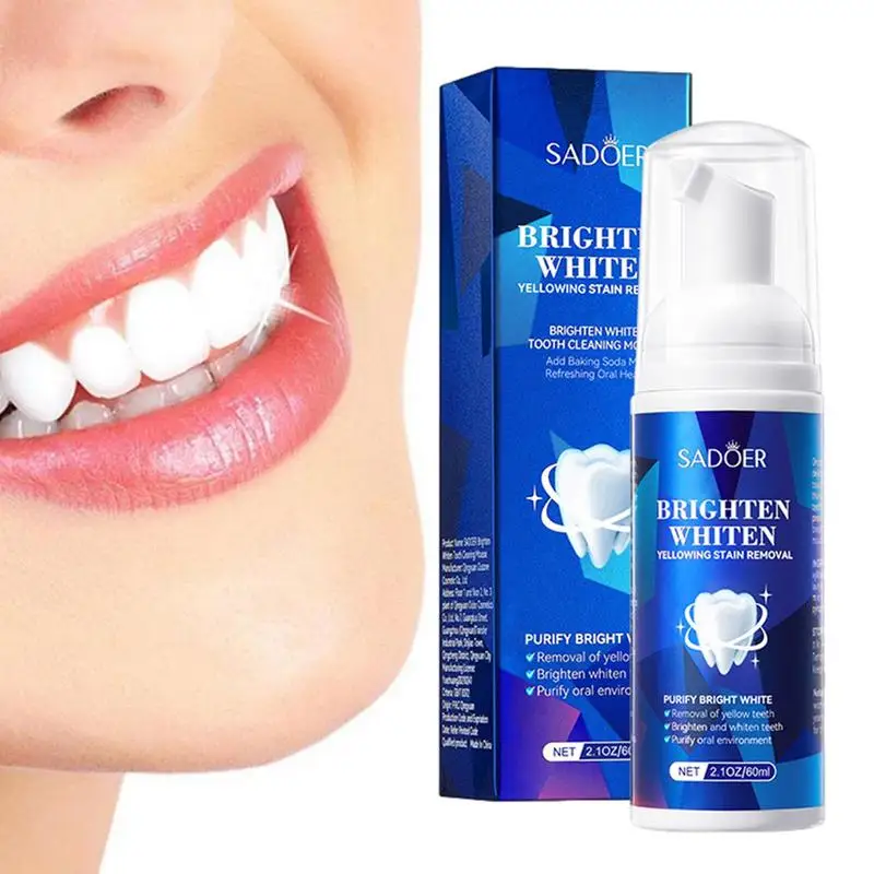 

60ml Teeth Whitening Mousse Deep Cleaning Cigarette Stains Repair Bright Neutralizes Yellow Tones Dental Plaque Fresh Breath