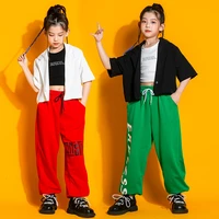 kid kpop hip hop clothing short blazer jacket tank top streetwear jogger sweat pants for girl boy jazz dance costume clothes