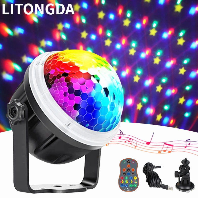 

USB-C Apple Holiday Party Karaoke Atmosphere Light Car USB DJ RGB Mini Color Music Sound LED Welcome 5V Ball Laser Light