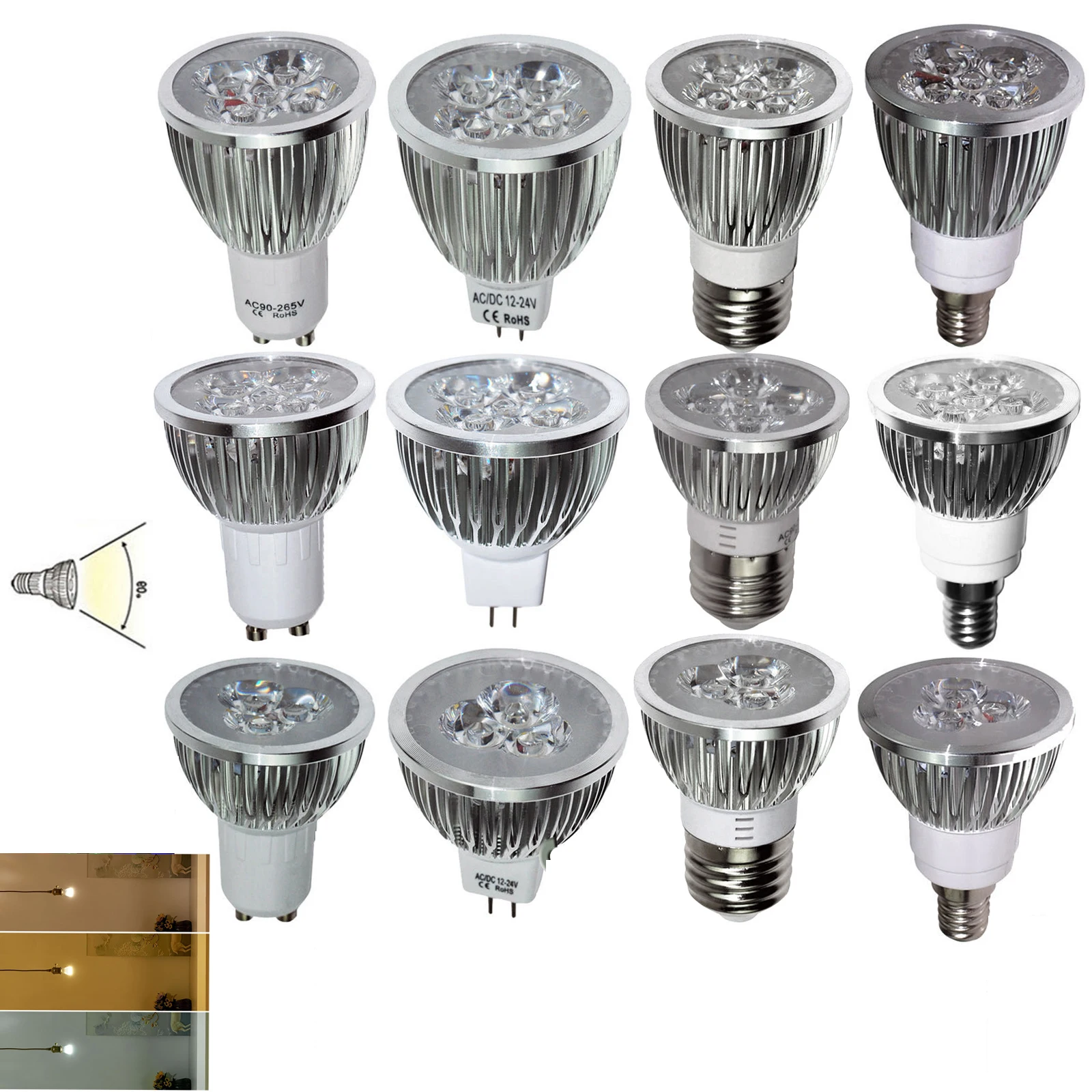 Светлая лампочка Led Gu10 лампа 9W 15W 220V энергосберегающая Gu5.3 E12 E27 MR16 Холодно - белый