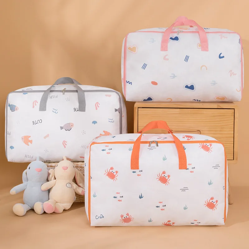 

Kindergarten Quilt Storage Bag Cartoon Large Capacity Kids Luggage Moving Packing Bag Portable Clothes Organizer Bag