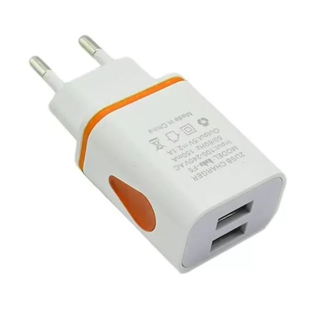 

2022For iPhone For Samsung For HTCPhone Universal 2.1A 5V LED 2 USB Charger Fast Wall Charging Adapter US/EU Plug USB Charger 2