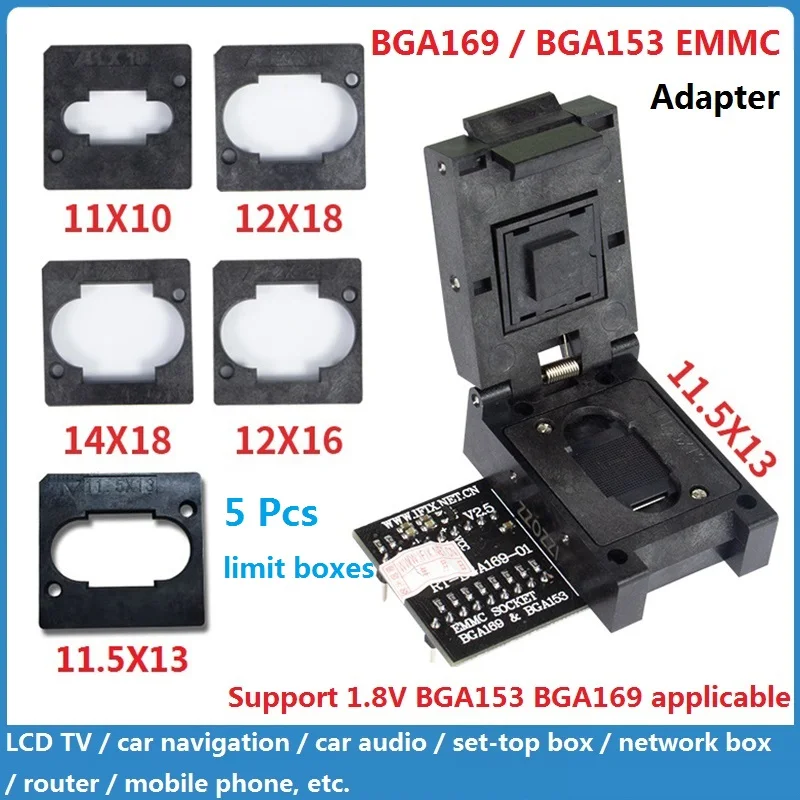 Адаптер EMMC BGA153 BGA169 поджигающее сиденье розетка V2.5 матрица 5 шт. для RT809H