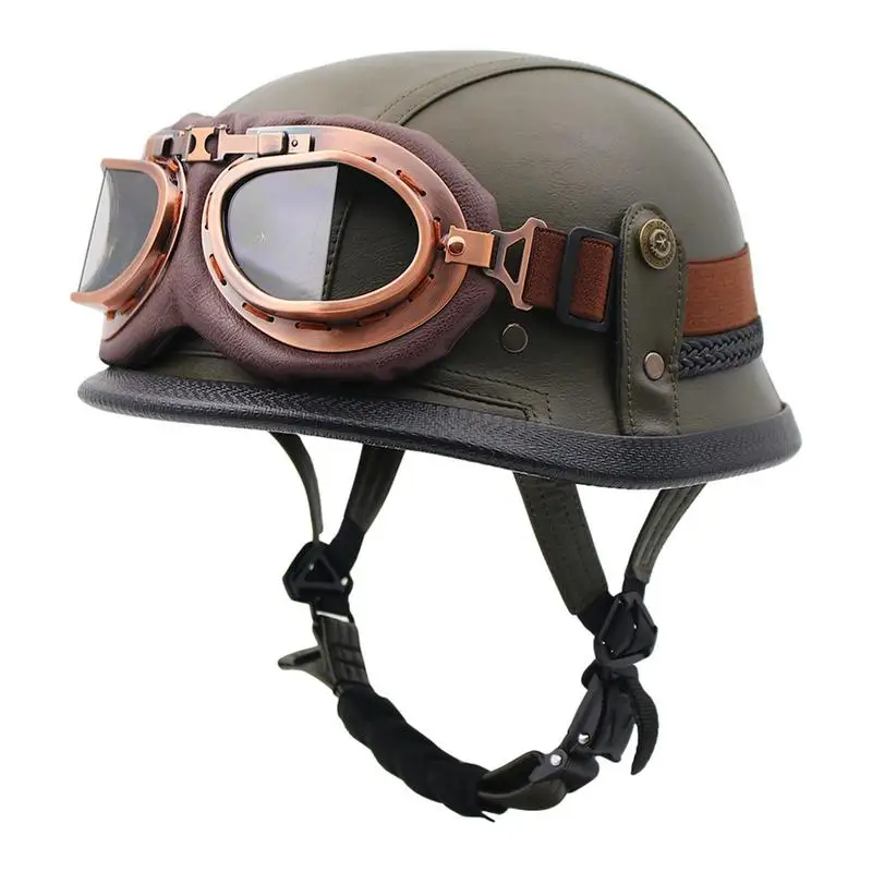 

New Motorcycle Helmets German Vintage Motorcycle Accessories Open Face Black Summer Retro Helmets Unisex Helmets With Goggles