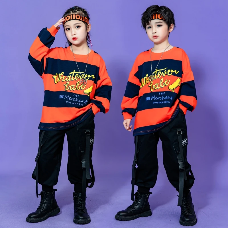 Спортивный костюм для мальчиков Свитшот в полоску рубашка оверсайз топ черные