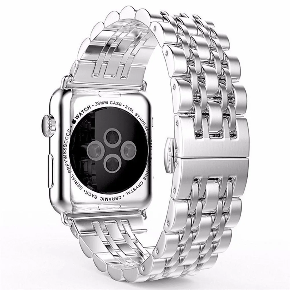

Ремешок из нержавеющей стали для Apple Watch Band 40 мм 42 мм 44 мм 38 мм, мужской деловой браслет для IWatch Series 7 41/45 мм SE 6 5 4 3 2 1