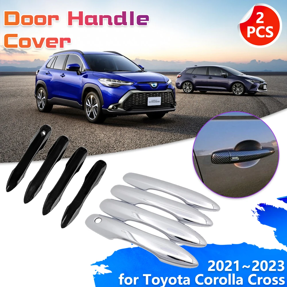 

Автомобильная хромированная дверная ручка из углеродного волокна для Toyota Corolla Cross XG10 2021 2022 2023, черная декоративная крышка, отделка, стикеры, аксессуары