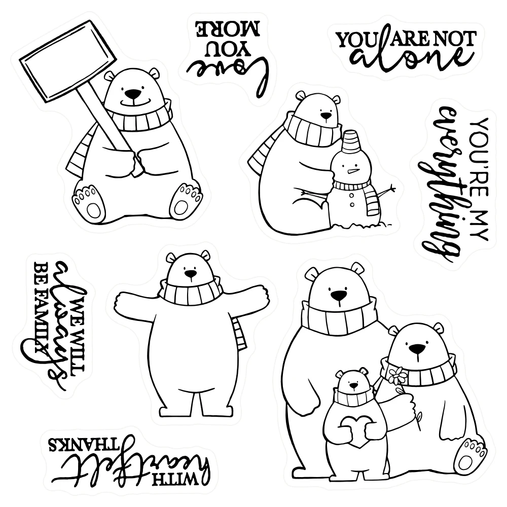 Зимние Симпатичные штампы для вырезания с белым медведем прозрачные