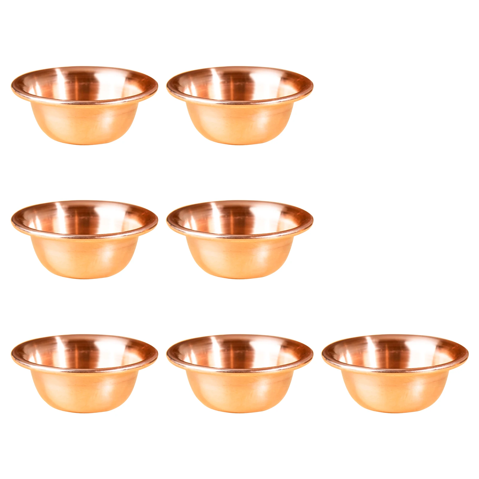7pcs Smudging Home Decor Tibetan Buddhist Red Copper Round Yoga Gift Temple Portable Offering Bowl Burning Incense Ritual Craft