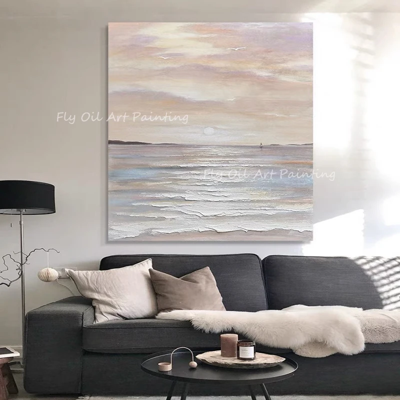 

best hand painted ocean seascape picture large size simple landscape Oil painting on Canvas Art Classic Cuadros Decor