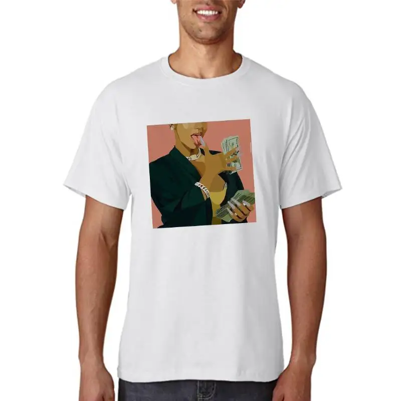 

Женская футболка с коротким рукавом, круглым вырезом и принтом банкнот