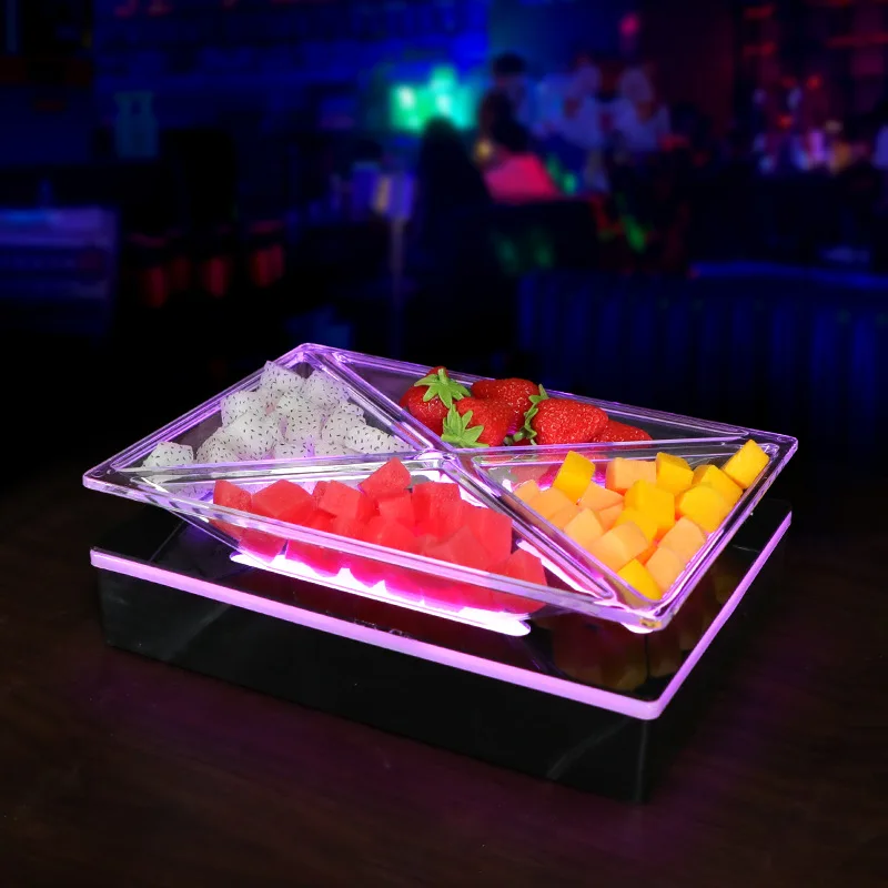 Фото Wan Zhan Bar Luminous Fruit Plate Rack LED Creative KTV Special Sigong Grid Internet celebrity fruit platter snack snack plate №4