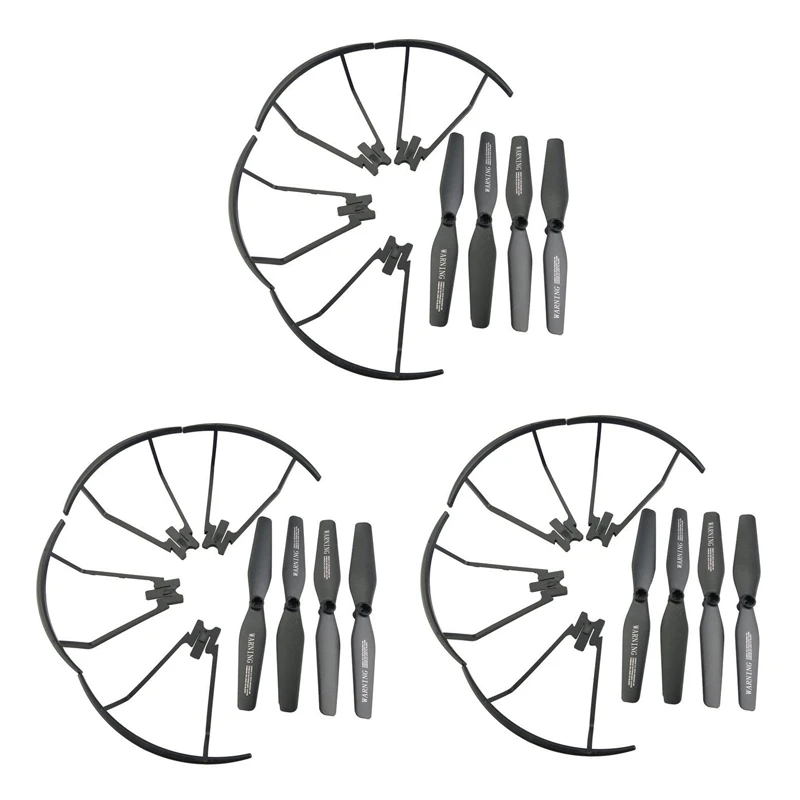 

12X Upgraded Main Blade Propellers For TIANQU VISUO XS809 XS809HC XS809HW Drone CCW CW Propeller Guard Protectors Black