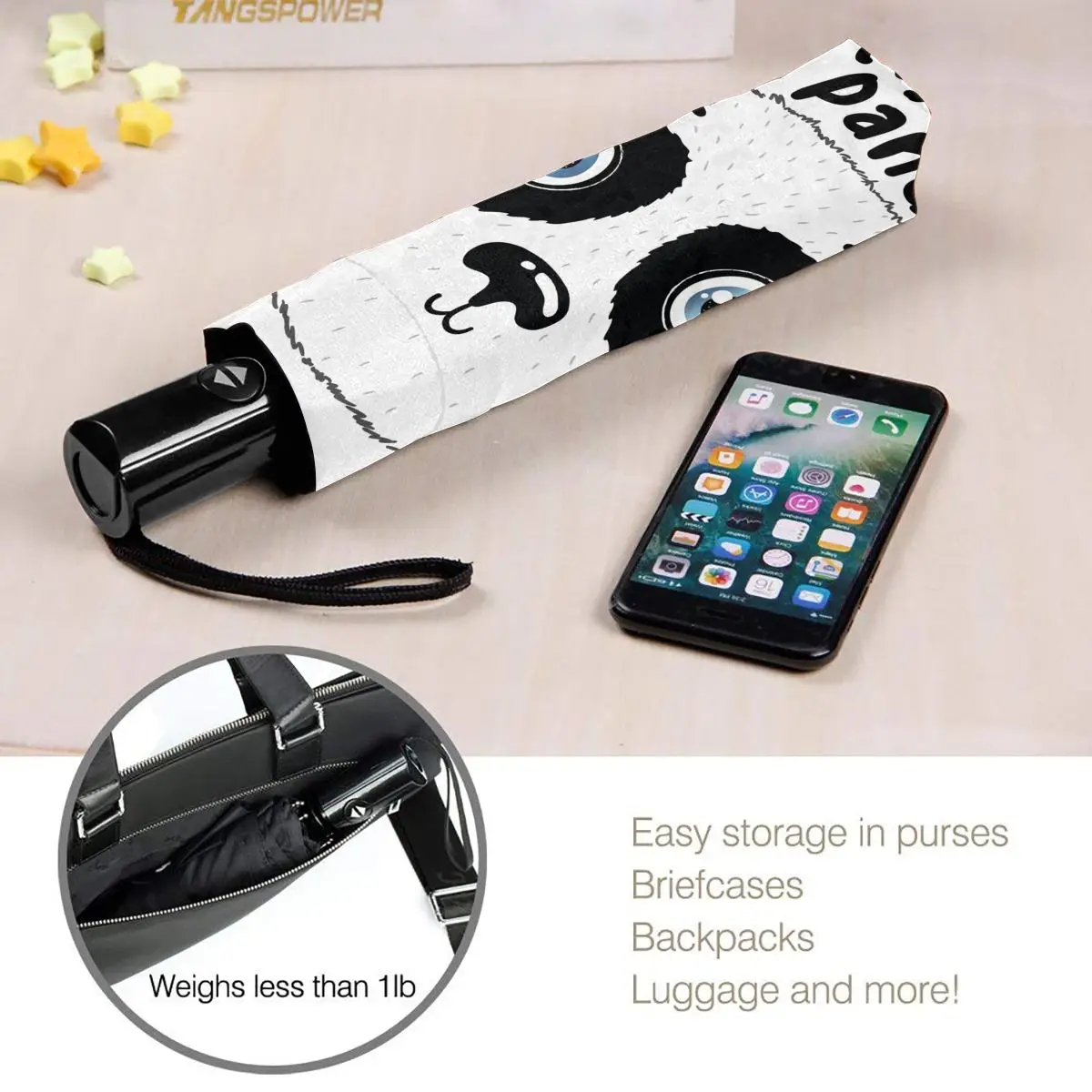 Автоматический зонт дождя женский трехслойный милый пятнистый панда, ветронепроницаемый, водонепроницаемый.