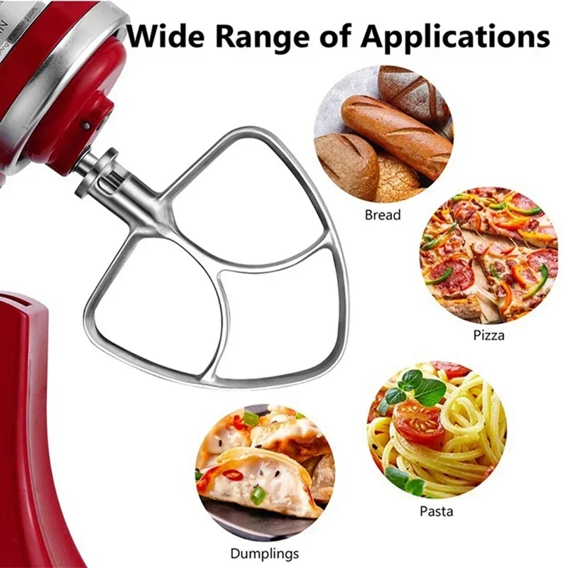 Фото Насадки и аксессуары для миксера KitchenAid 5-квартового, 5-литрового, 5-квартового (5KWW) и 5-литрового (5K7SDH) моделей: проволочный венчик, крюк для теста и насадка-лопатка. №4