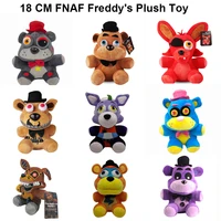 1pcs 18cm fnaf plush toys freddy bear foxy chica clown bonnie soft stuffed animals peluche toy doll for kids christmas gifts