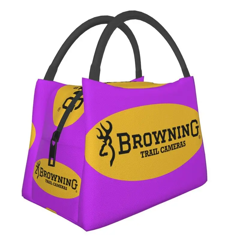 

Brownings Logo Insulated Lunch Bag for Women Portable Thermal Cooler Bento Box Beach Camping Travel