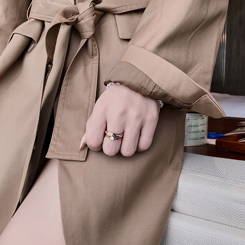 Новинка 2022, кольца с двойными буквами из искусственного розового золота для женщин, модные ювелирные изделия на палец, характерное кольцо для вечеринки для девушек