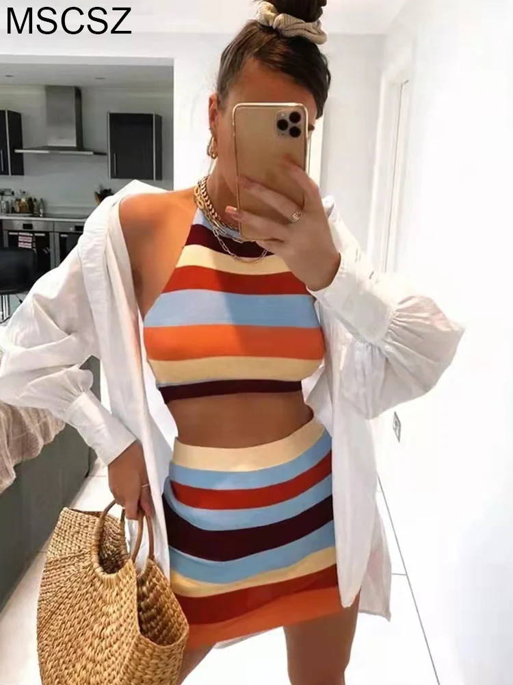 Трикотажный комплект из 2 предметов летний вязаный крючком Пляжный наряд