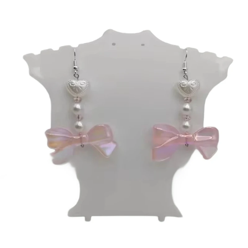 Прекрасные серьги-капли с клубничным бантом для свиданий и повседневной моды