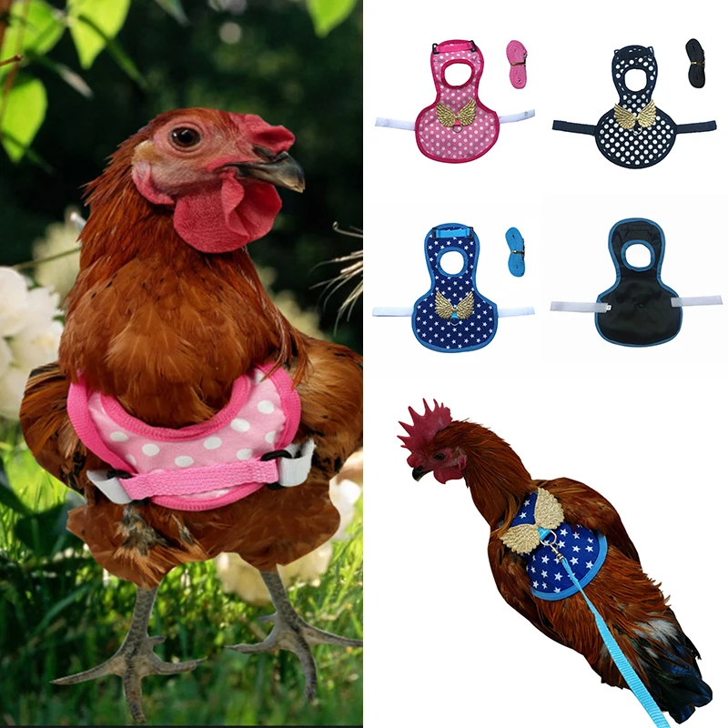Chicken Harness and Leash Set Small Pet Harness Adjustable Wearable with Leash Hen Training Duck Cute Print Classic Comfortable