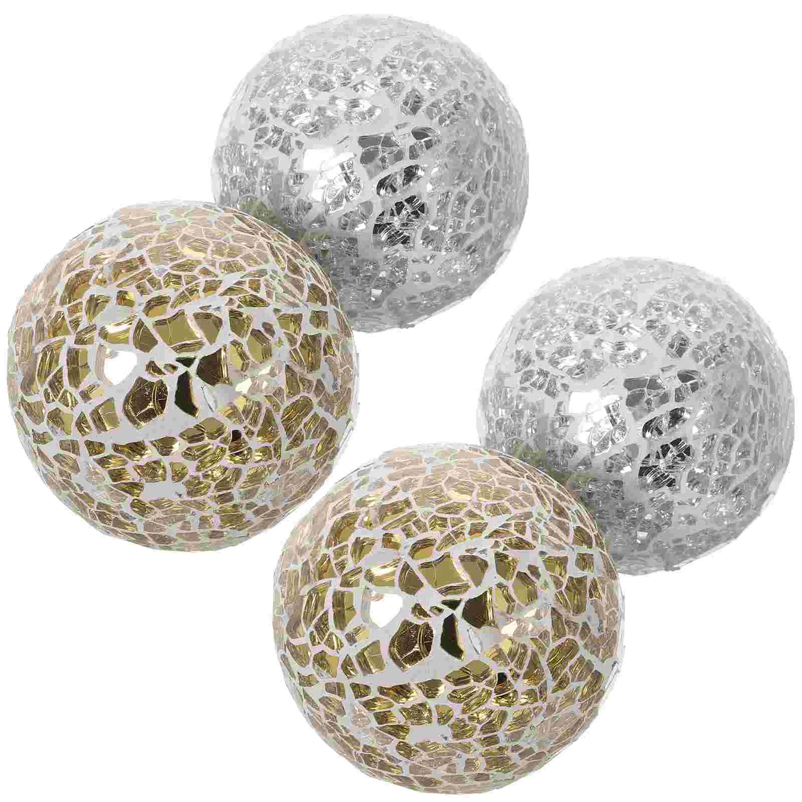 

4 Pcs Mosaic Ball Household Tabletop Ornaments Desktop Home Sphere Decor Glass Decorative