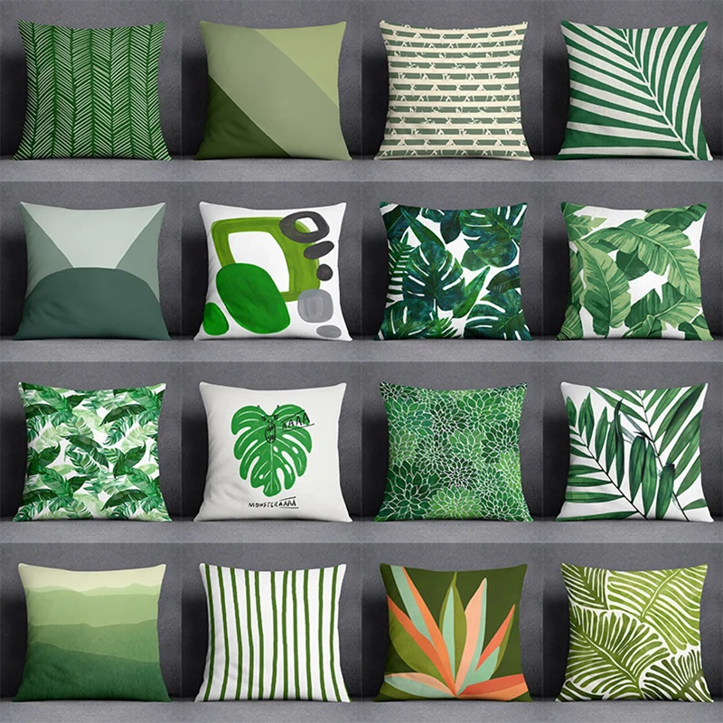 

Furnishings Pillow Bedroom Sofa Car Cushion Cover Pillowcase 45x45cm Green Leaf Series Pillow Gifts Home Office