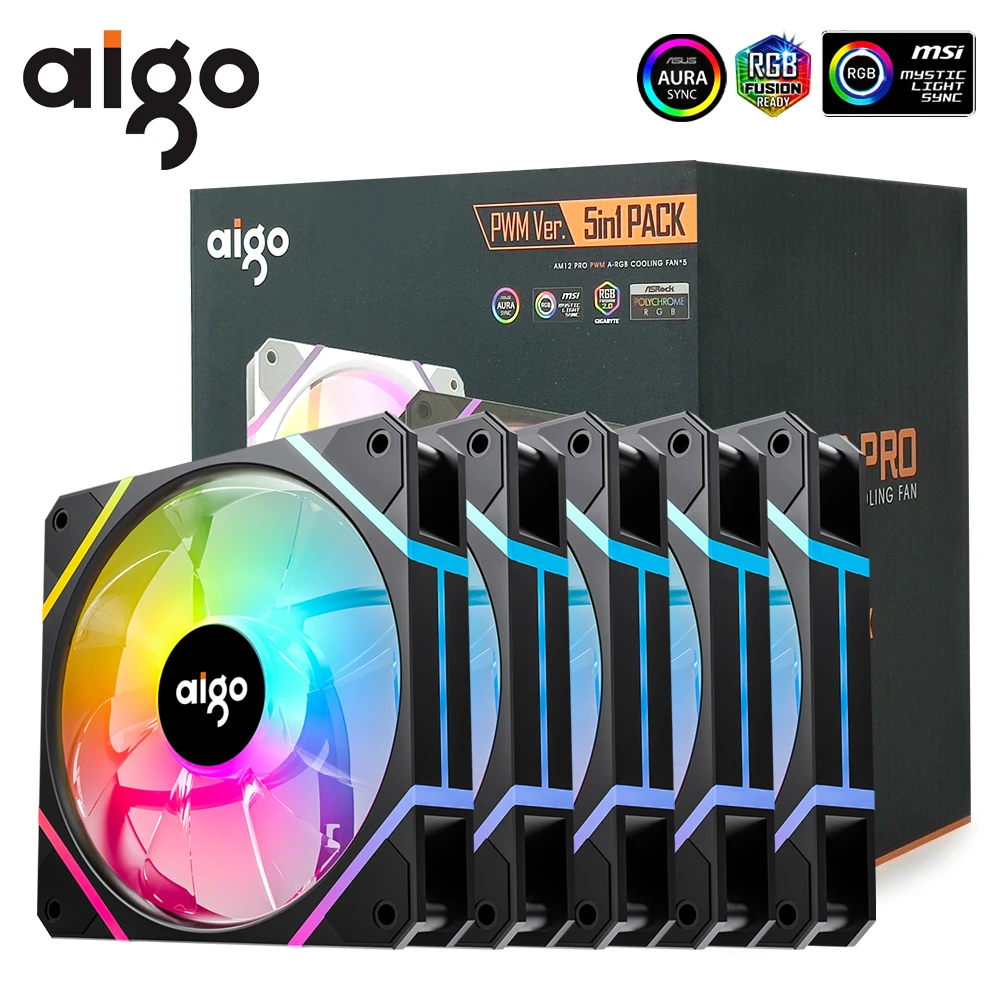 Aigo AM12PRO Rgb Fan Ventoinha PC 120mm Computer Case Fan Kit