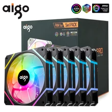 Aigo AM12PRO Rgb 선풍기 Ventoinha PC 컴퓨터 케이스 선풍기 키트, 수냉식 4 핀 PWM CPU 냉각 팬, 120mm, 3 핀 5V argb 12cm 환풍기
