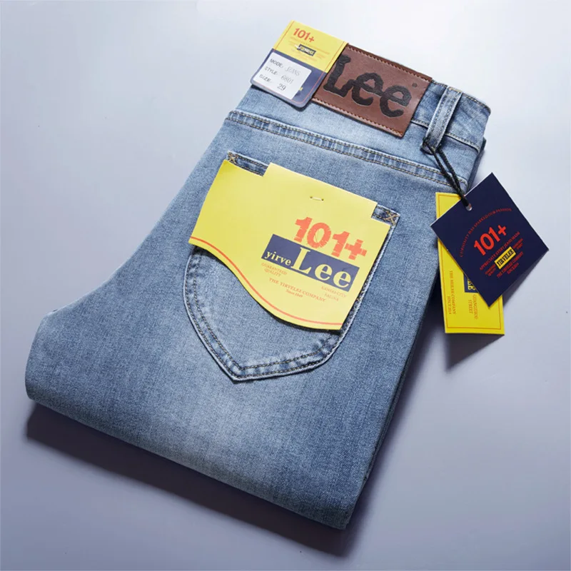 Men s Jeans Classic Mid-Waist Business Casual Slim Fit Denim Pants Male Straight Stretch Cotton Cowboys Trousers Dropshipping