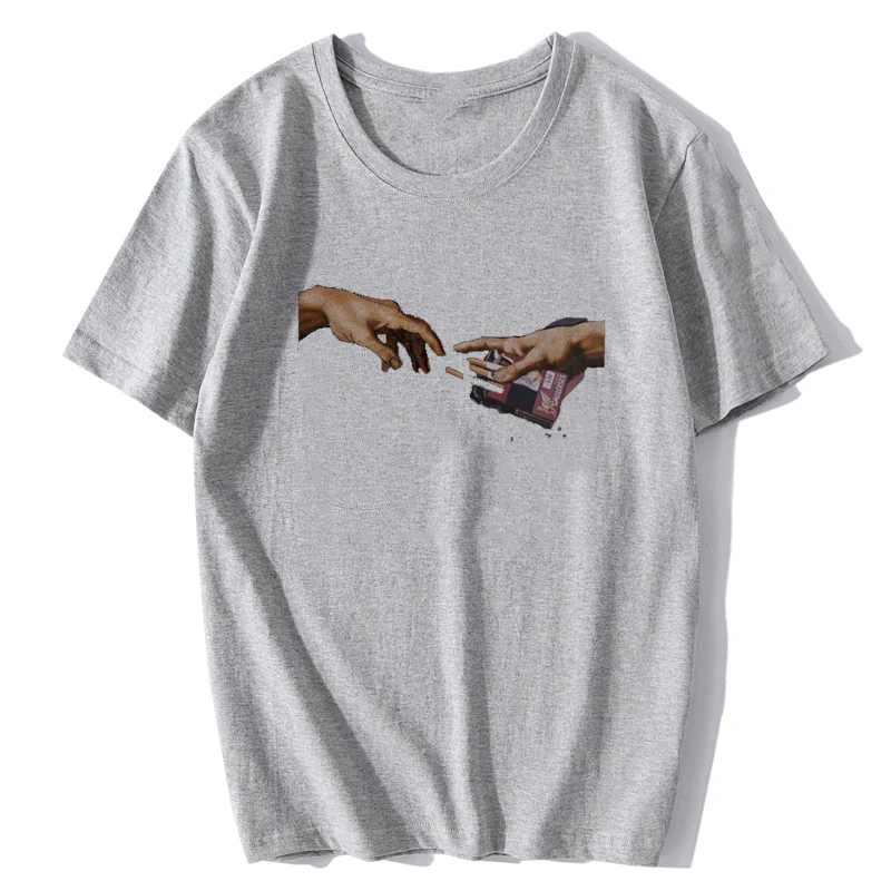 

Футболка с надписью «Руки Микеланджело», винтажная рубашка в стиле ольччан для мужчин и женщин, в стиле 90-х, футболка в стиле гранж, унисекс, ...