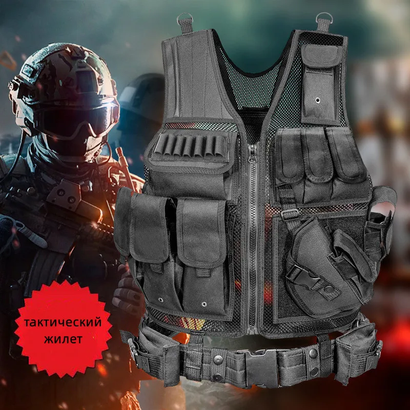 

RU Tactical Vest Outdoor Hunting Protective Jacket Adjustable MODULAR Vest For Airsoft Combat Accessories Multi-pocket Waist Bag