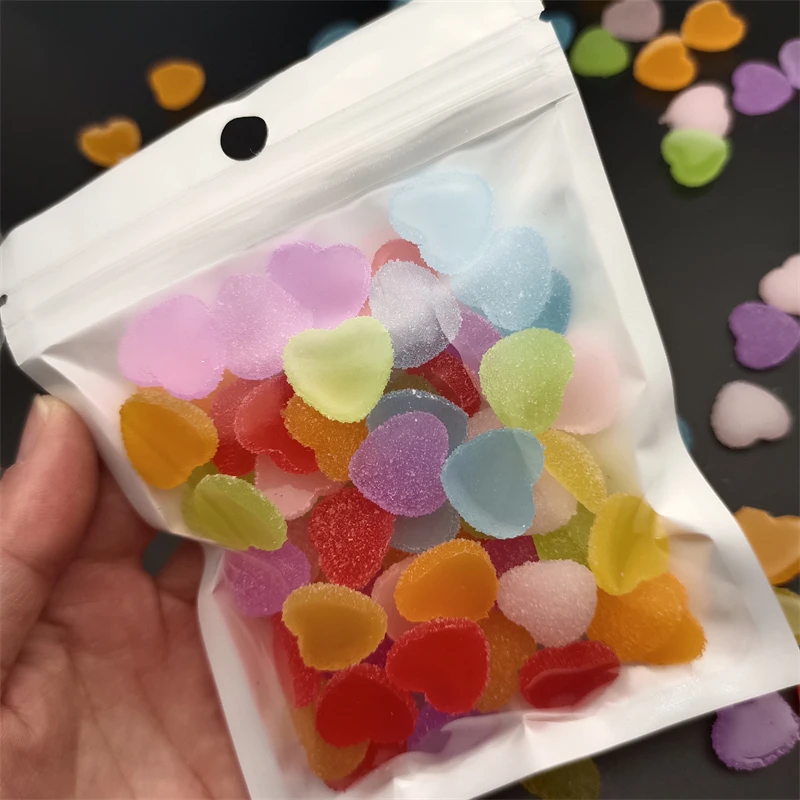 

30pcs Soft Sugar Heart Nail Art Rhinestones Kawaii Gummy Powder Effect Nail Decorations Cute Jelly Fancy Design Nail Accessories