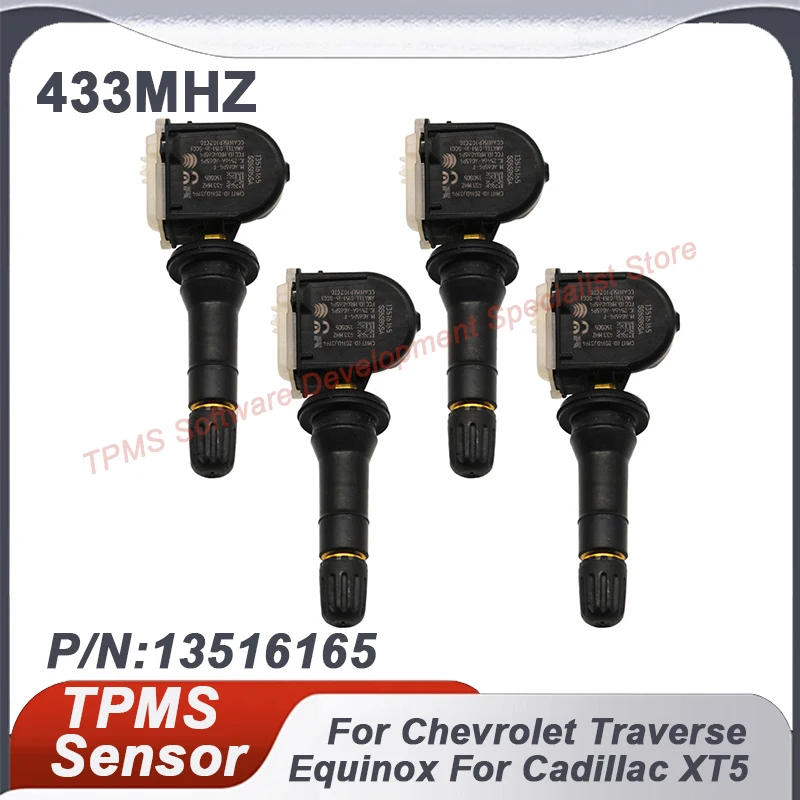 

4 шт. 13516165 433 МГц TPMS датчик давления в шинах для Chevrolet Traverse Silverado Volt Cadillac CT6 XT4 XT5 GMC Sierra 13522631