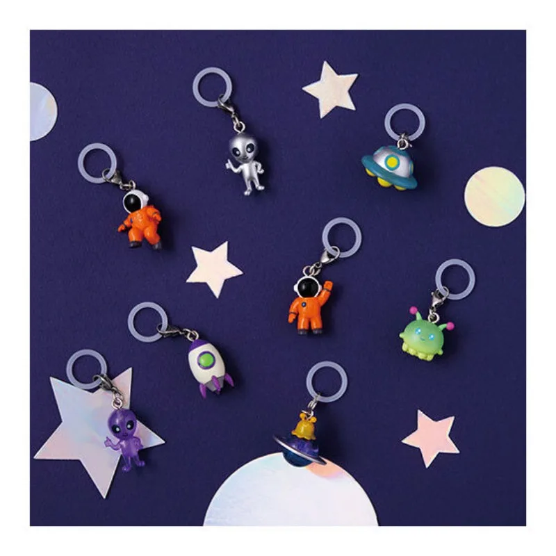Фото Оригинальные капсульные игрушки kawaii Space Friends Mejirushi, аксессуар 2, астронавт, ракета, инопланетянин, НЛО, зонтик, знак бутылки, кулон, фигурки №2