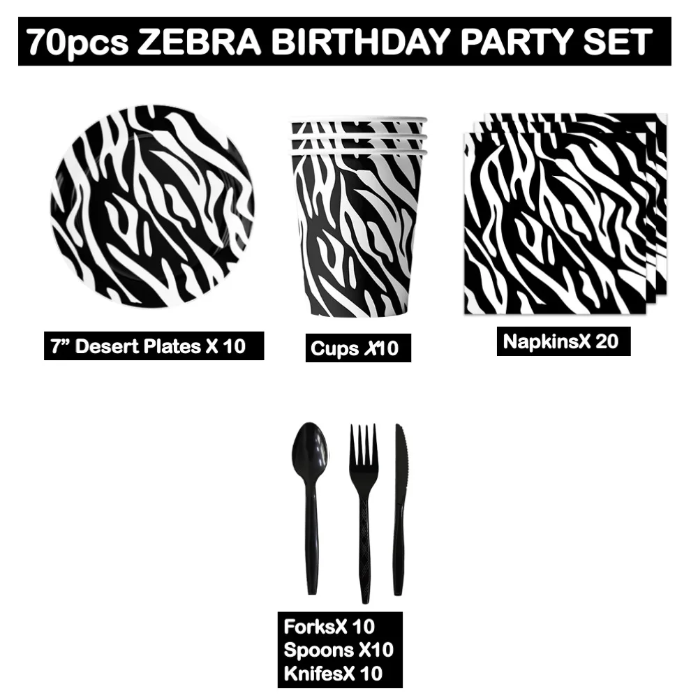 

Zebra Theme Birthday Party Decorations Baby Shower Wedding Home School College Dinner Events Party Plates Straw Napkin Cups