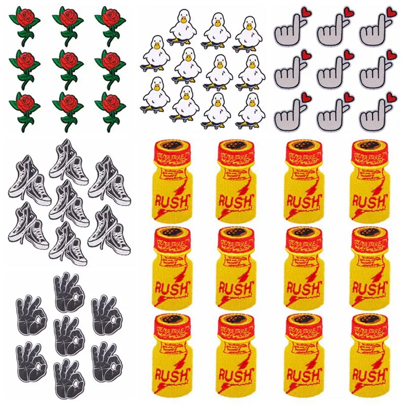 

10 шт., термоклейкие патчи для одежды, с вышивкой