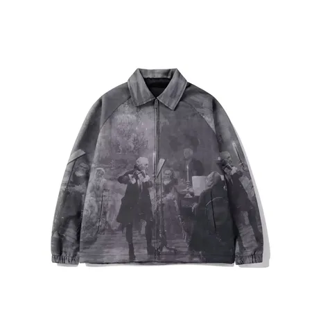 LEOSOXS-весенне-осенняя мужская куртка с принтом для пары, тонкая повседневная куртка, мужская и женская шелковая одежда в стиле ретро, мужская одежда