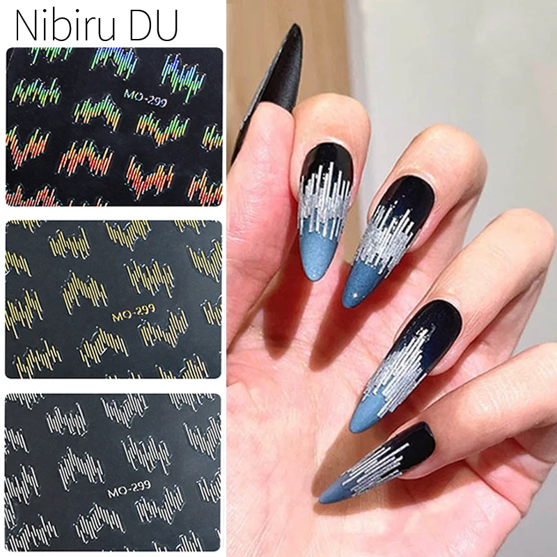 3D Наклейки Для Ногтей Серебро Золото Блестящий Шелковый Рельеф Дискотека
