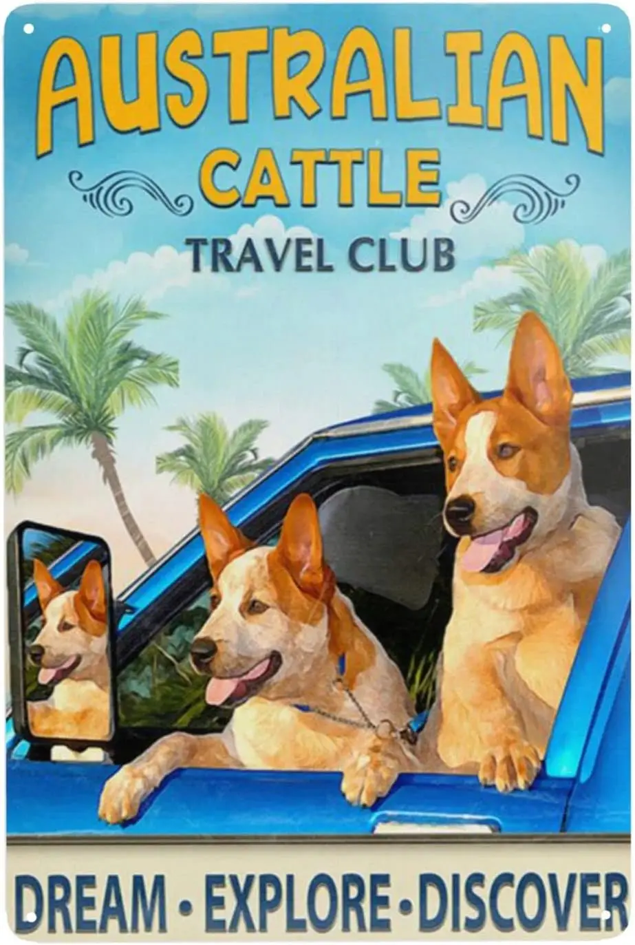 Metl Tn Sgn ustrln Cttle Dog Wll Decor rt для Cfe Br Resturnt Supermrket Магазин Best Gfts de 8 x 12 nches