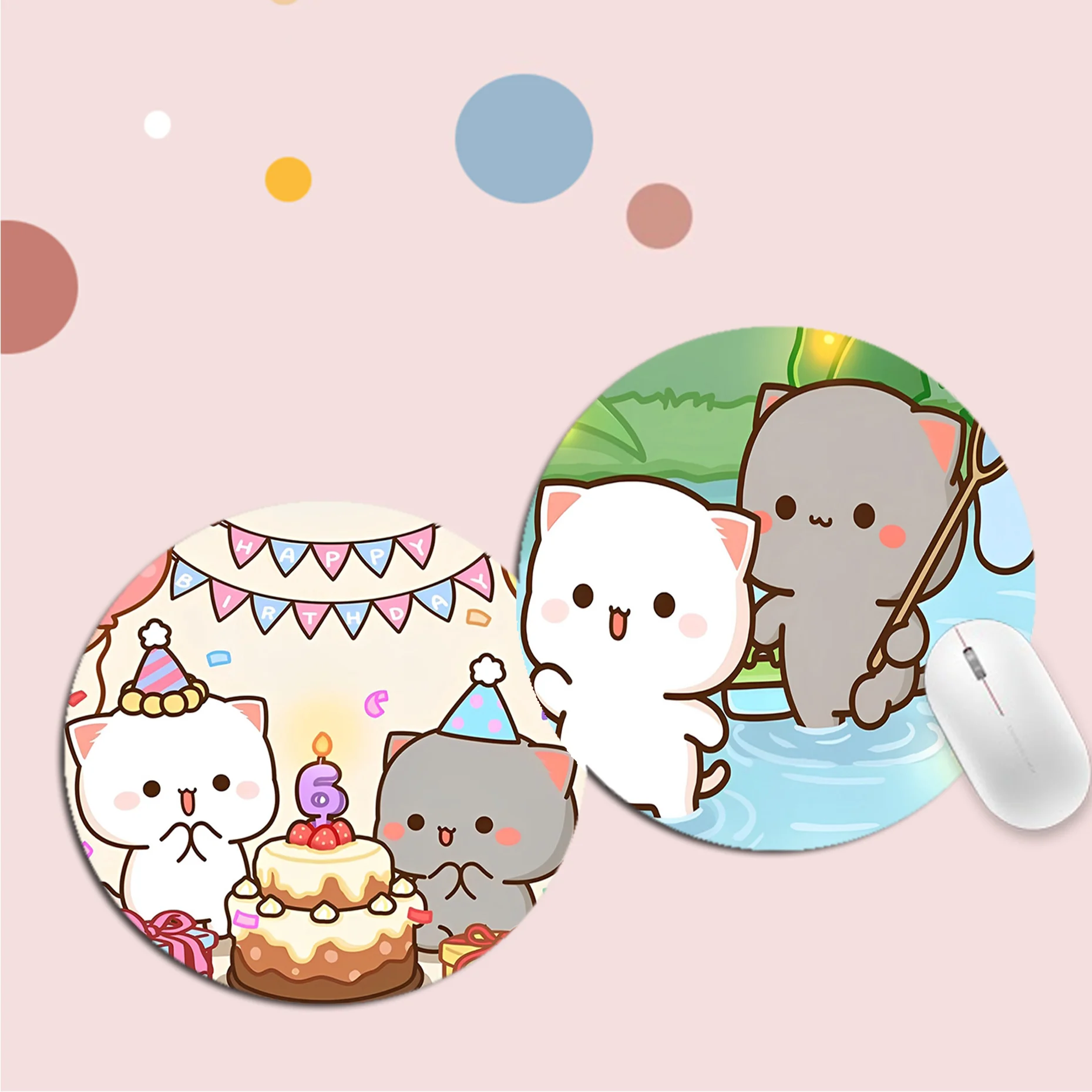 

Peach Cats Mousepad 22x22cm Round Big Promotion Table Mat Student Mousepad Computer Keyboard Pad Games Pad for PC Desk Pad